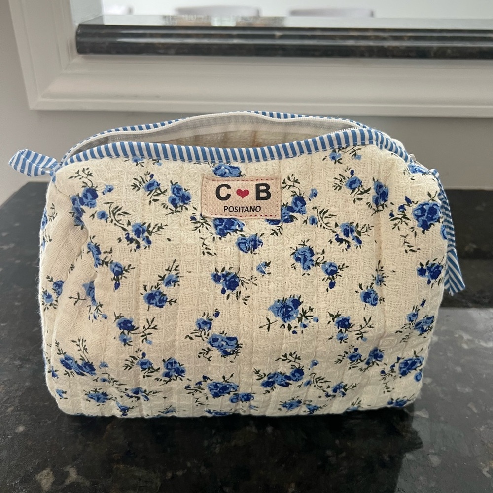 Blue and White Floral Cosmetic Bags
